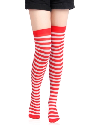 Christmas Red Striped Mesh Stockings