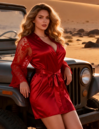 Eyelash Lace Sleepwear Silk Long Sleeves Nightdress with G String