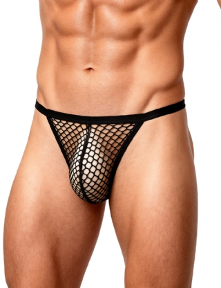 Black Sexy Men's Fishnet Thong