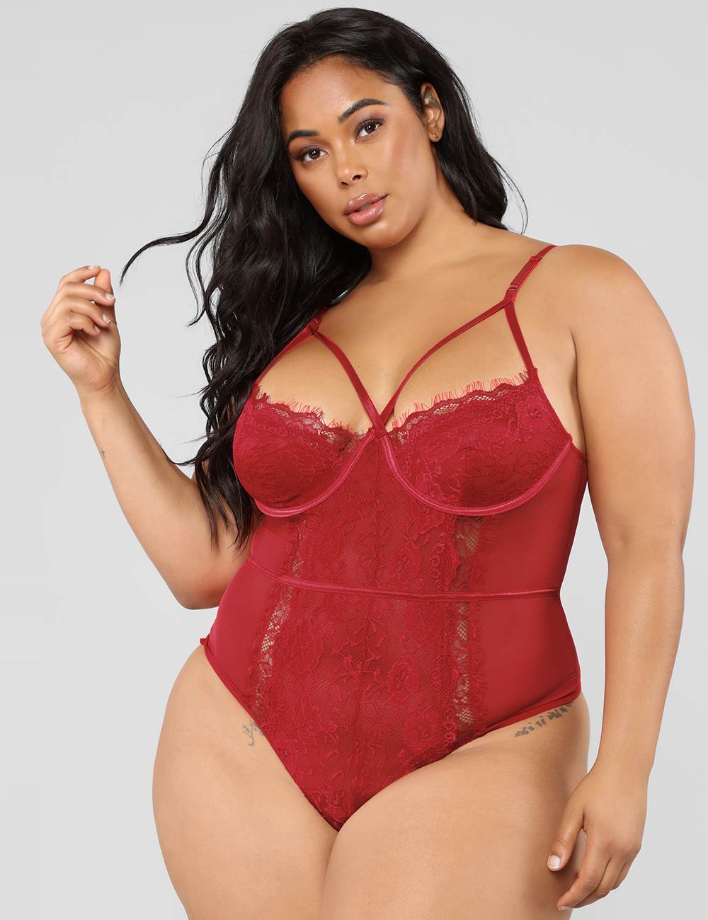 plus size red bodysuit