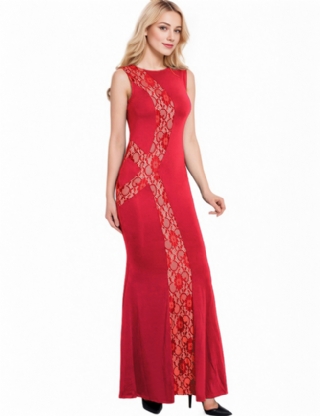 Lace Panel Maxi Dress