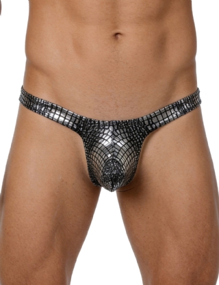 Silver Sexy Snakeskin Pattern Men Thong