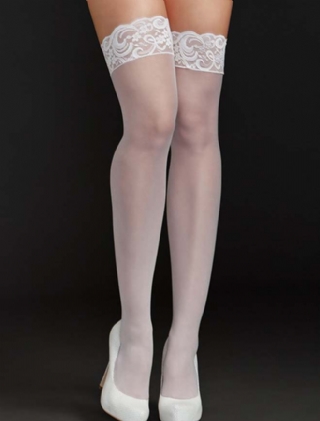 White Thigh High Flower Lace Silicone non-slip Stocking